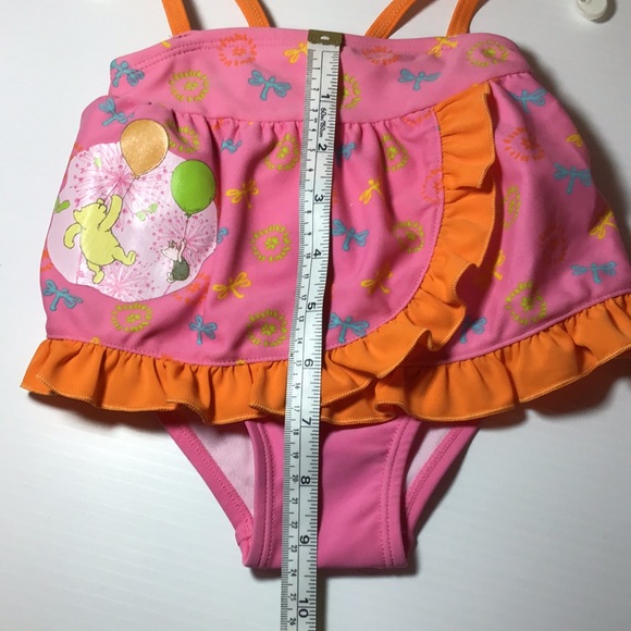 Pink Winnie the Pooh and Piglet pink Disney baby swimsuit with orange frills - Picture 8 of 10